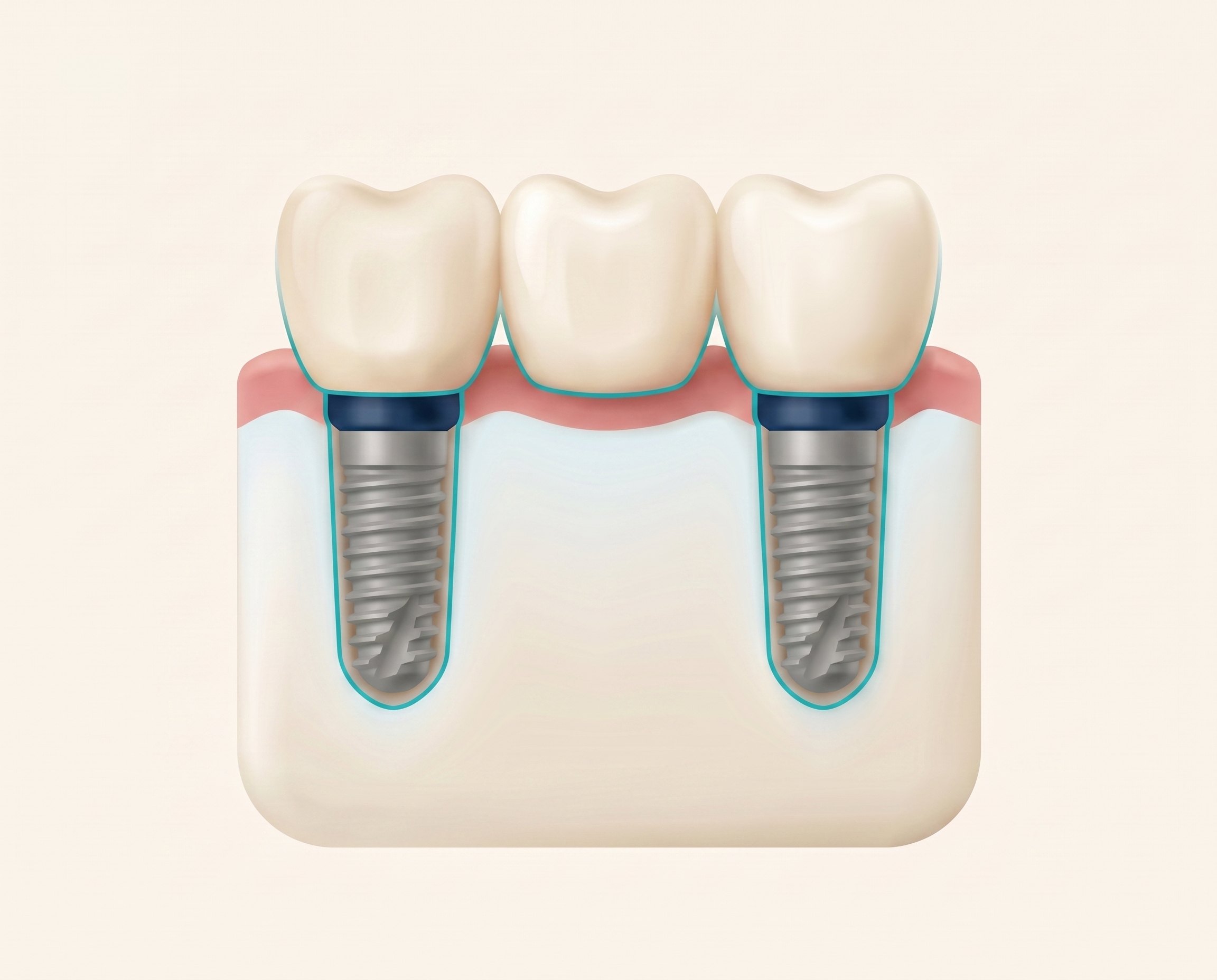 Illustration of an implant-supported three-unit bridge