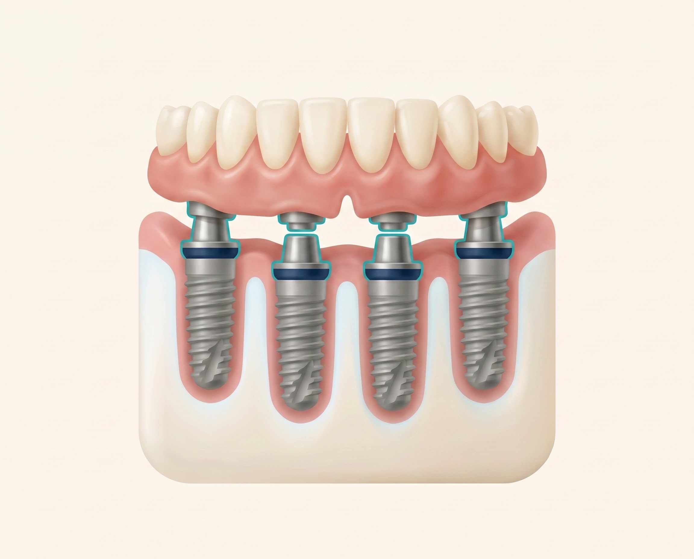 Illustration of a locator denture with attachments engaged