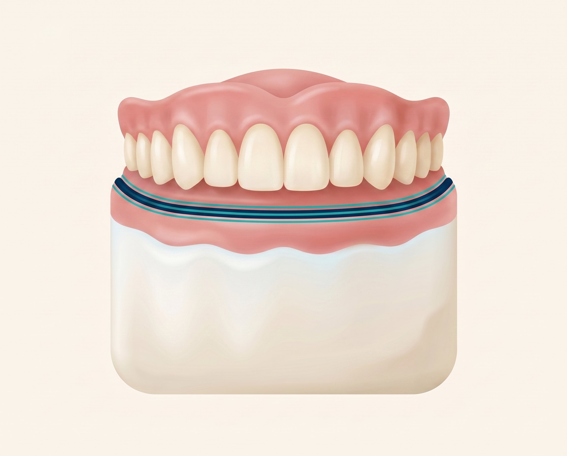 Illustration of a traditional denture resting on the gums