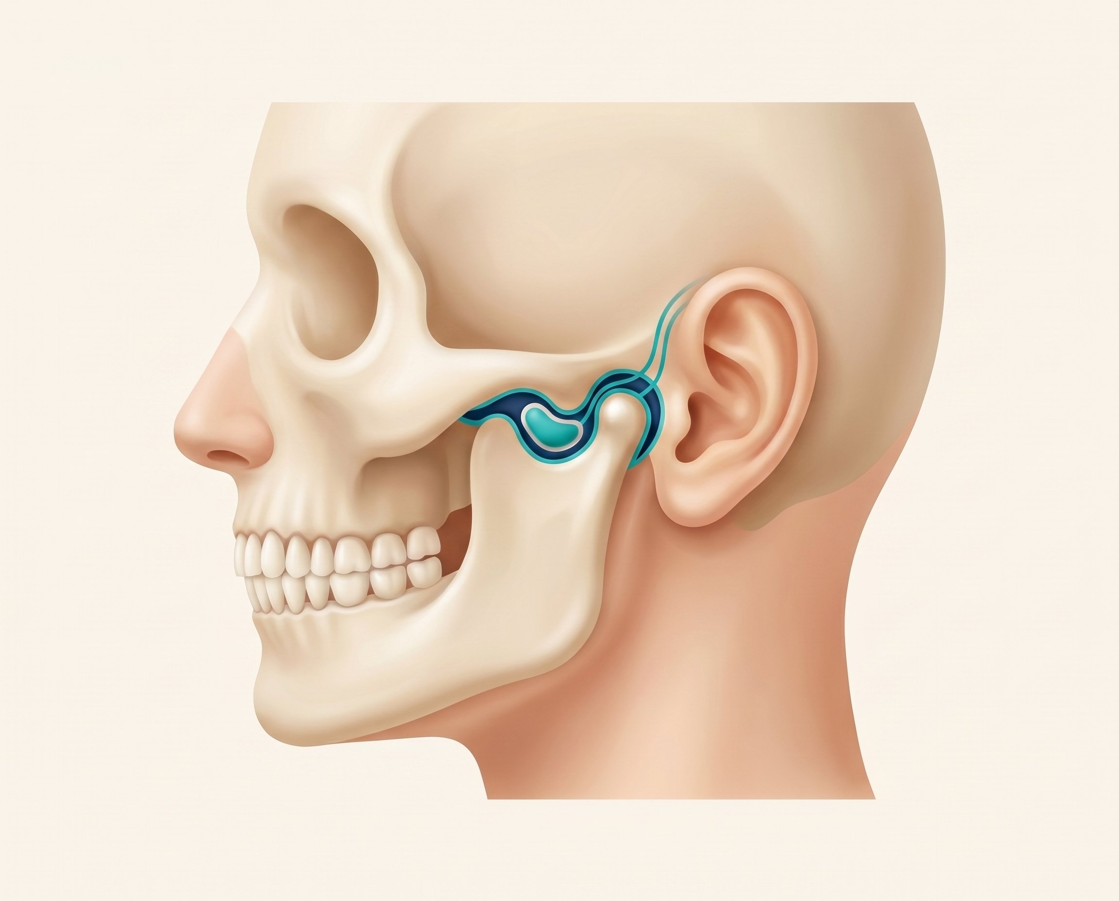 Illustration showing the TMJ's location relative to the ear canal
