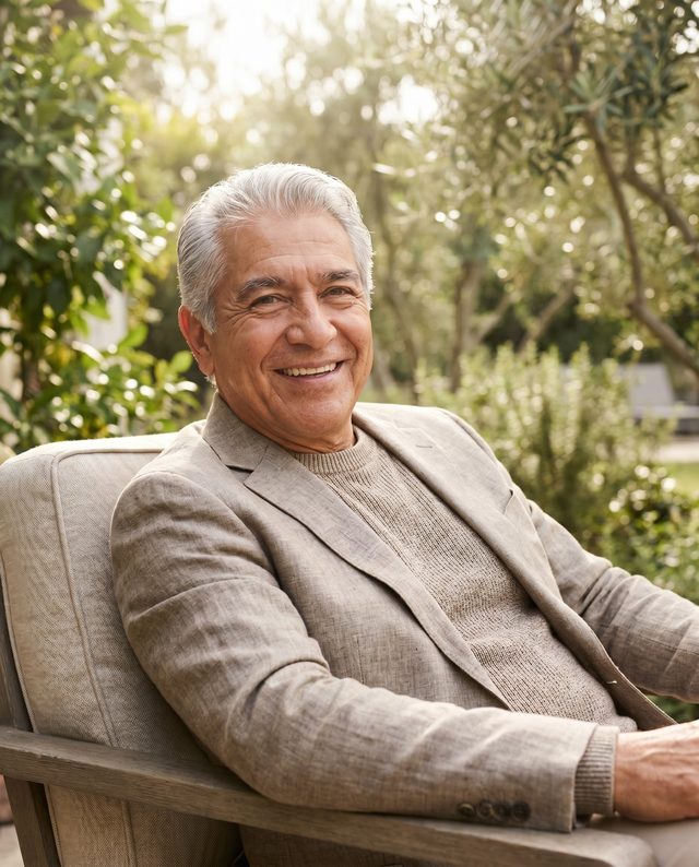 A hopeful, distinguished senior man